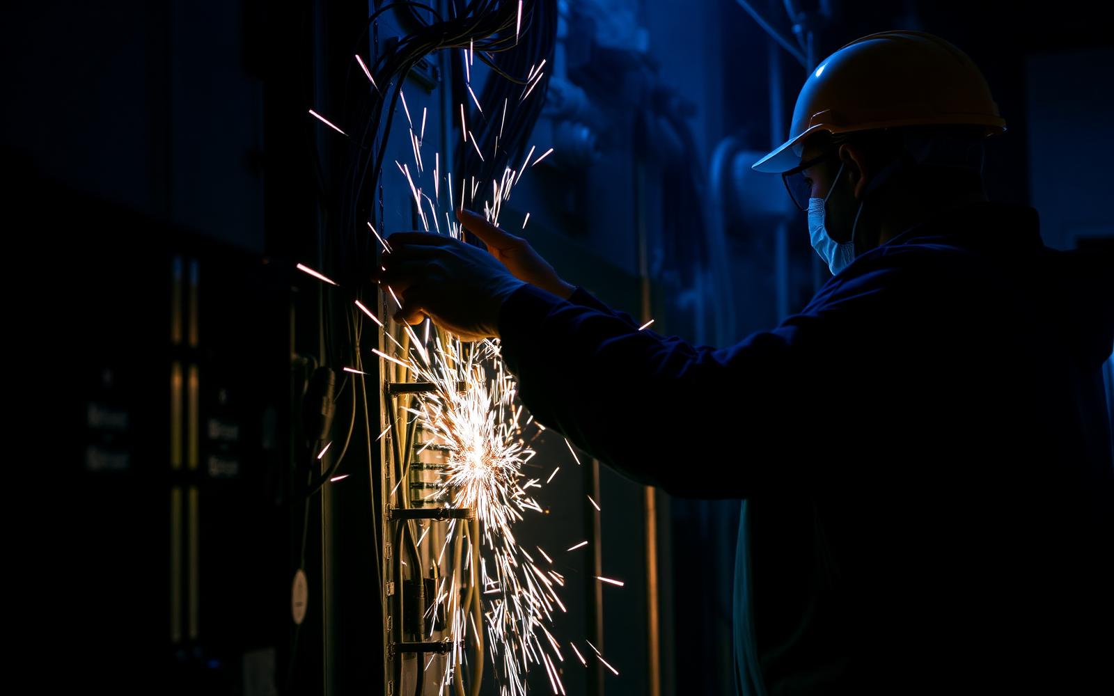 Licensed electrician working on electrical panel in Windsor Ontario